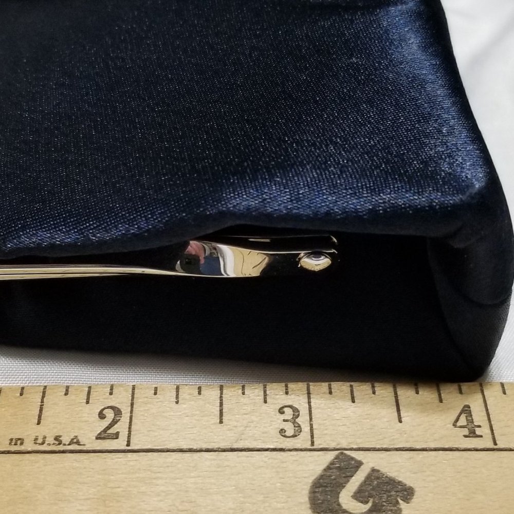 NWT Dunne Sax Satin Blue Convertible Evening Lilly Clutch by Jessica McClintock - Picture 14 of 15
